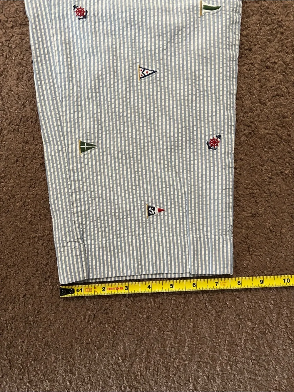 Polo Ralph Lauren Seersucker Embroidered Anchor Flag Pants 36x30 Fit 34x29